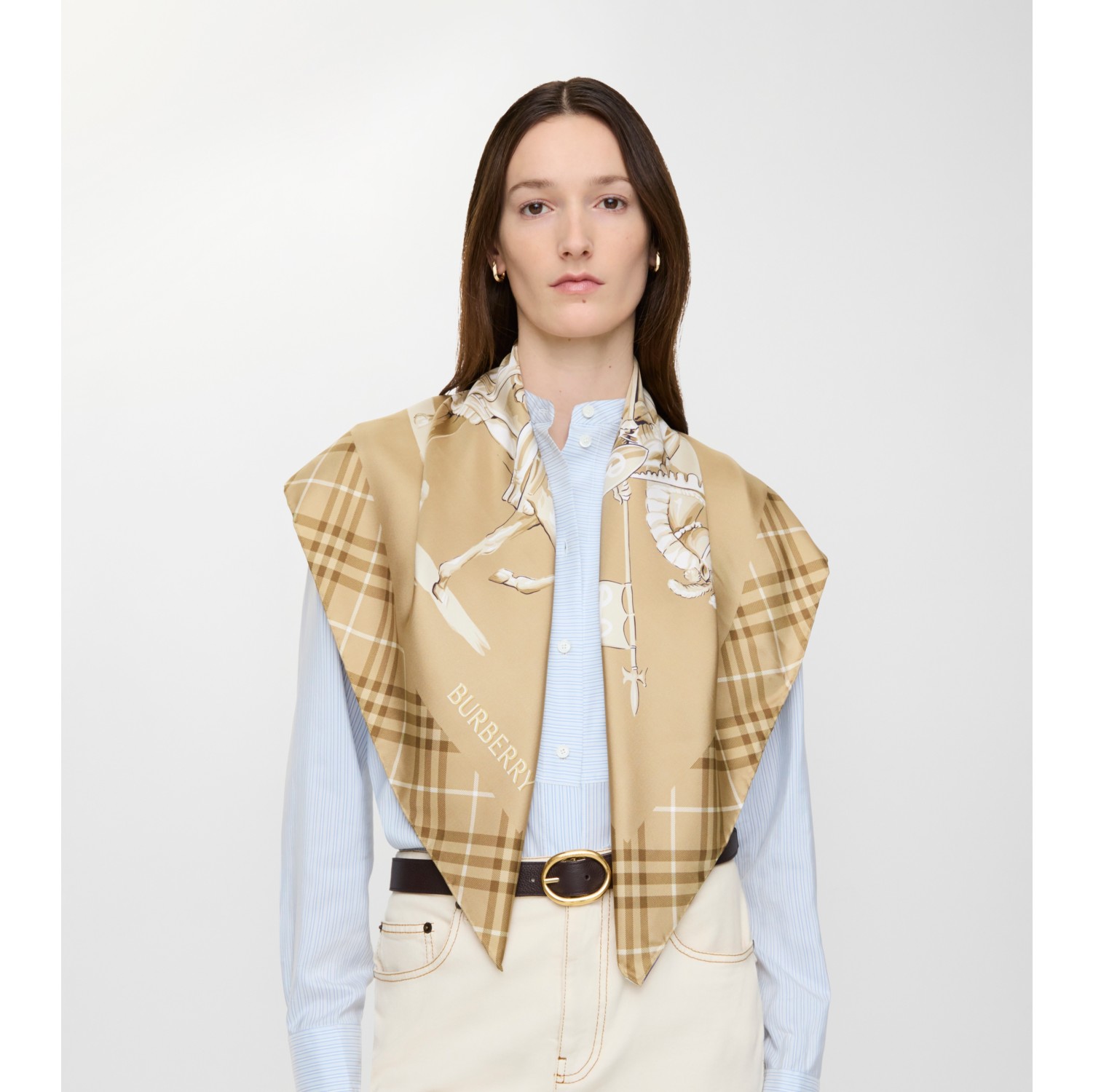 Archive Knight Silk Scarf in Finch beige | Burberry® Official