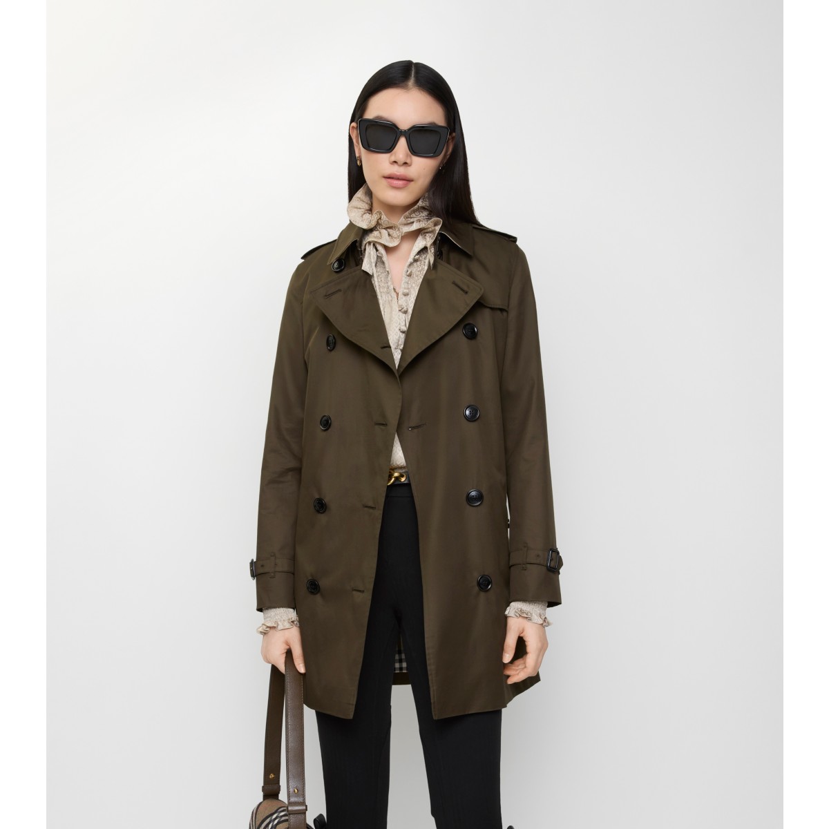  Check Short Tropical Gabardine Kensington Trench Coat