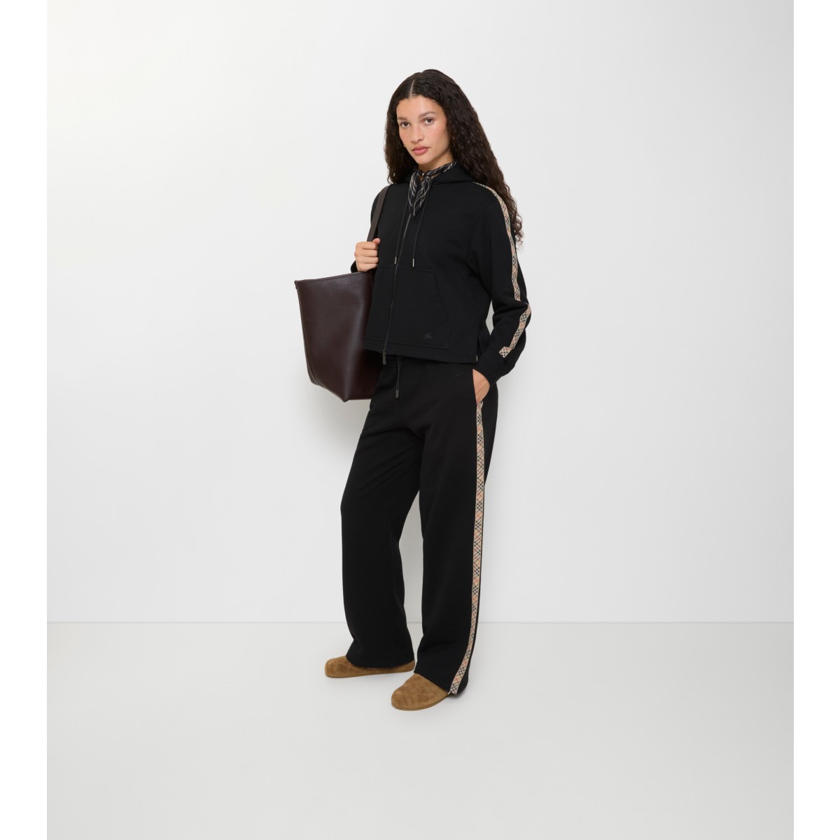  Check Trim Cotton Track Pants