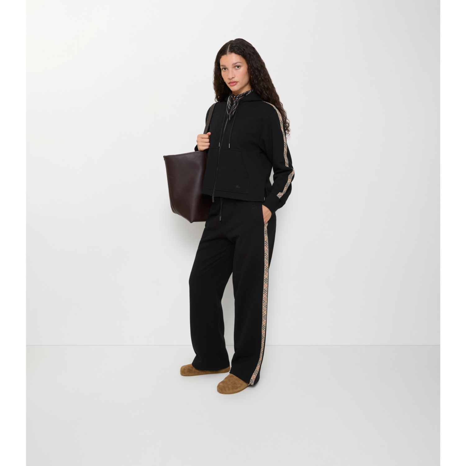 Check Trim Cotton Track Pants