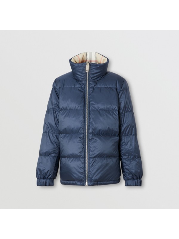 Reversible Check Puffer Jacket in Navy - Women | Burberry