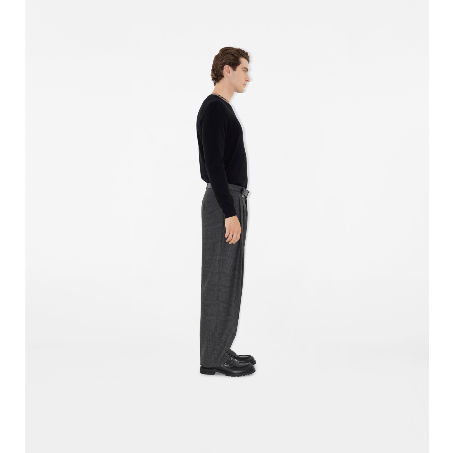Check Trim Wool Sweater