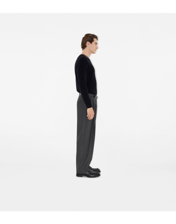 Check Trim Wool Sweater