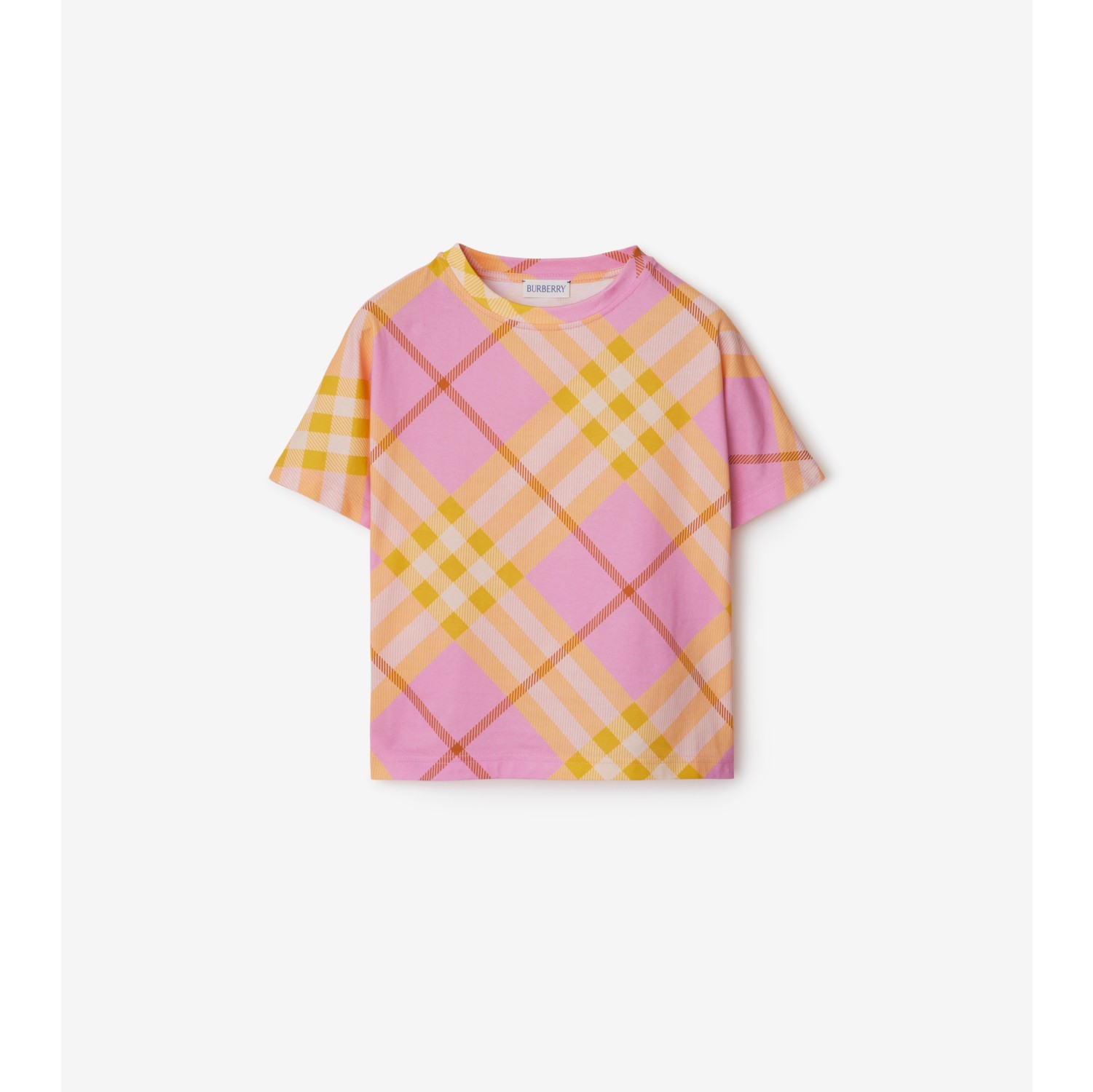 Check Cotton T shirt in Carnation pink Burberry Official