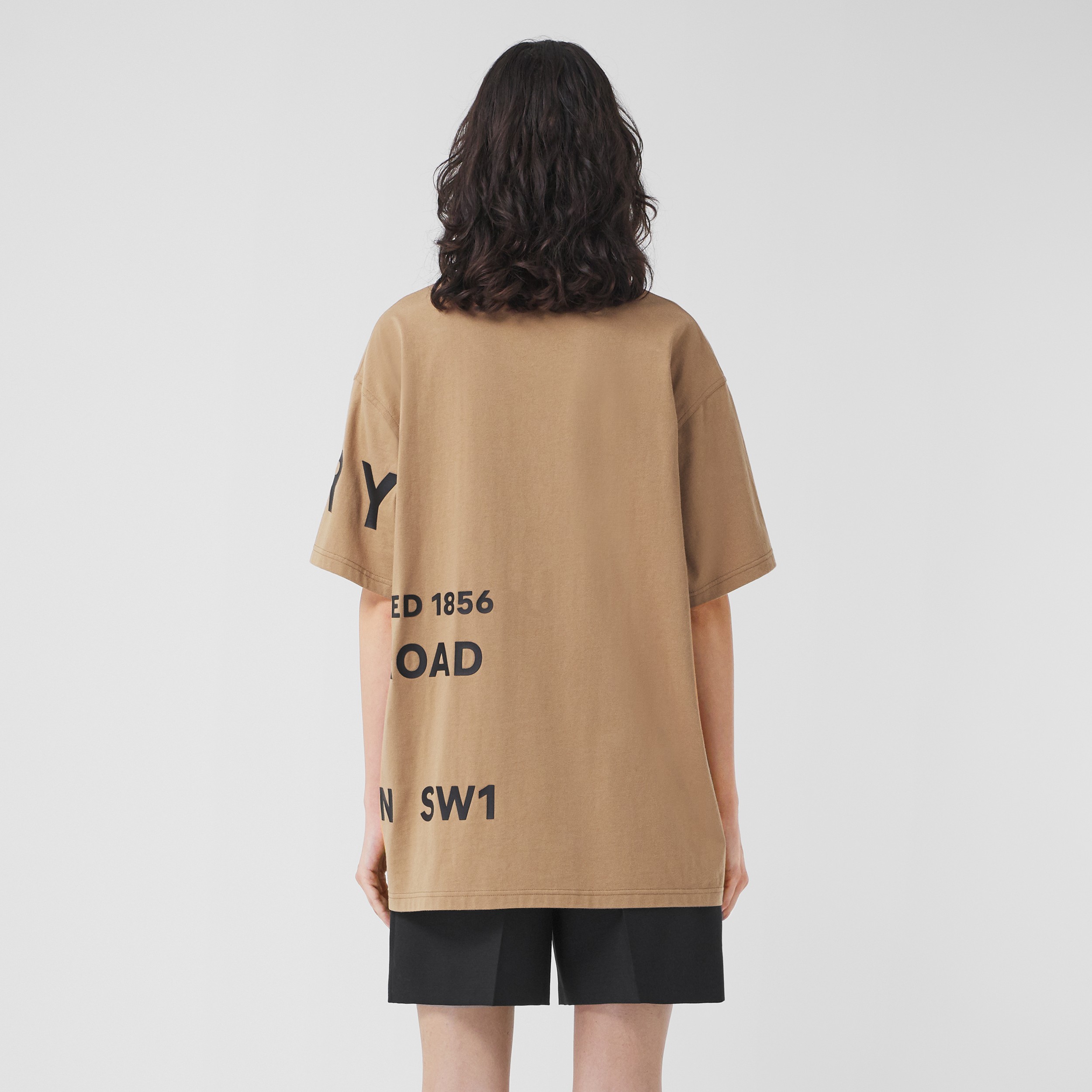 Horseferry Print Cotton Oversized T-shirt in Camel - Women | Burberry® Official - 3