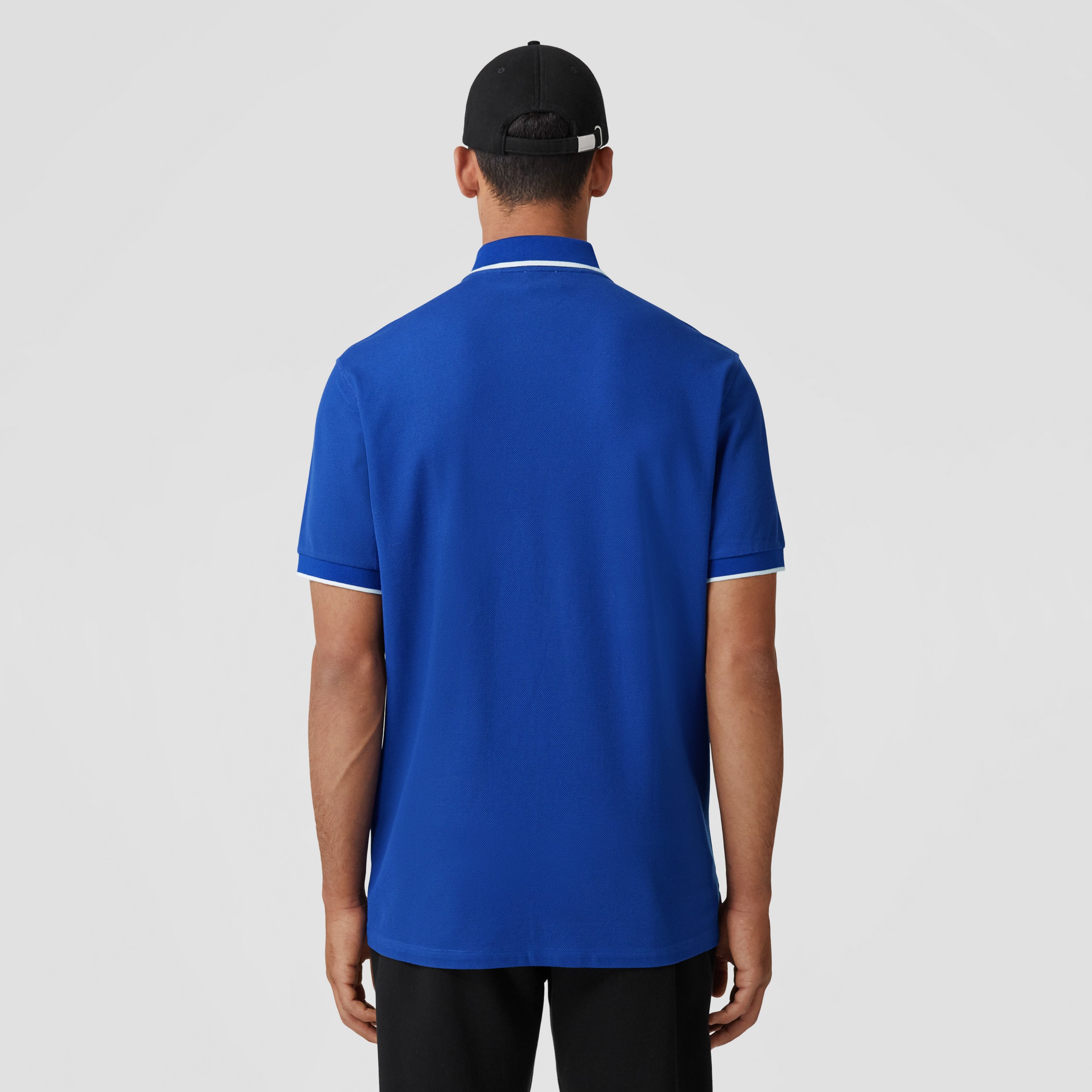 Logo Graphic Cotton Piqué Polo Shirt in Deep Royal Blue - Men | Burberry® Official - 3