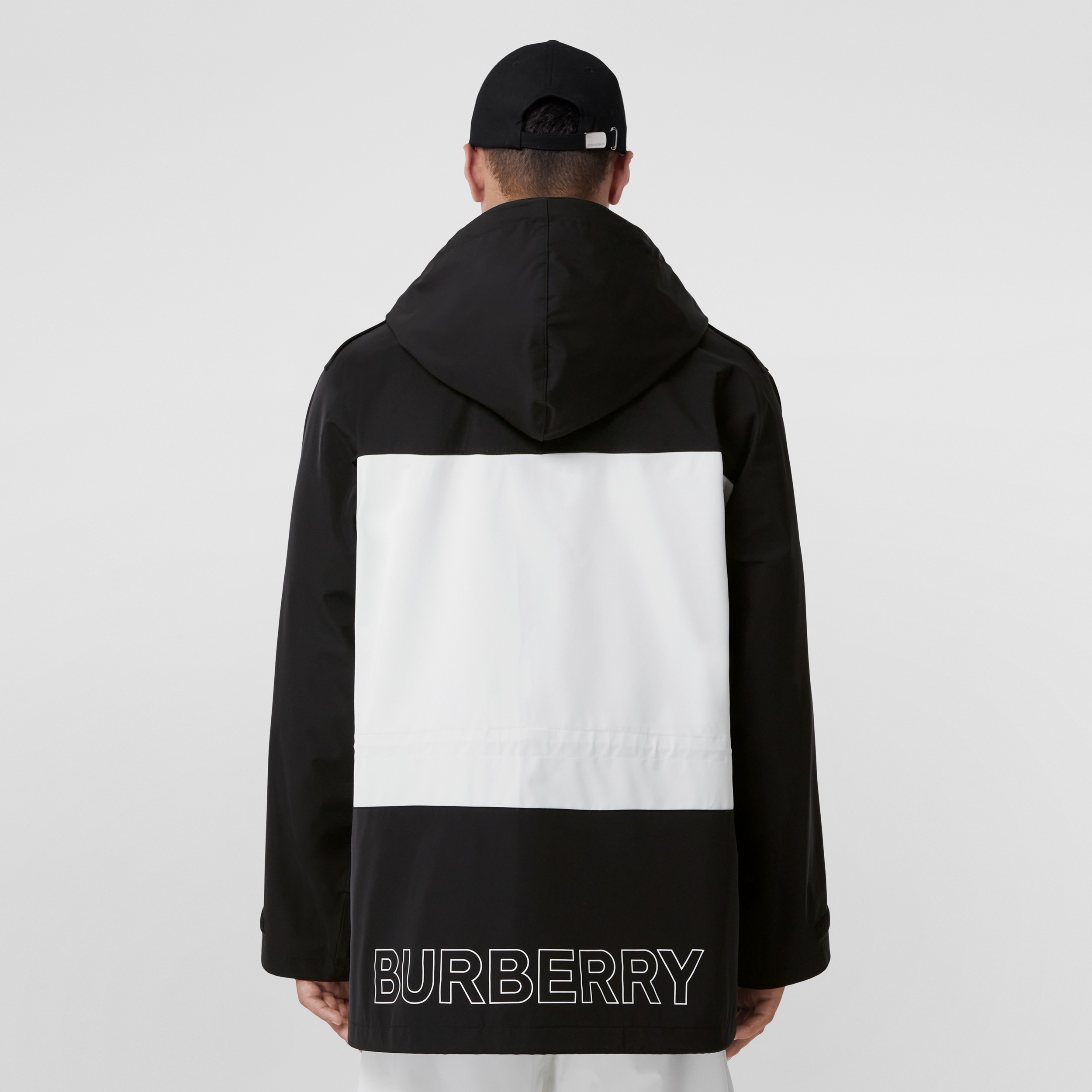 Logo Print Two-tone Oversized Hooded Jacket in White - Men | Burberry® Official - 3
