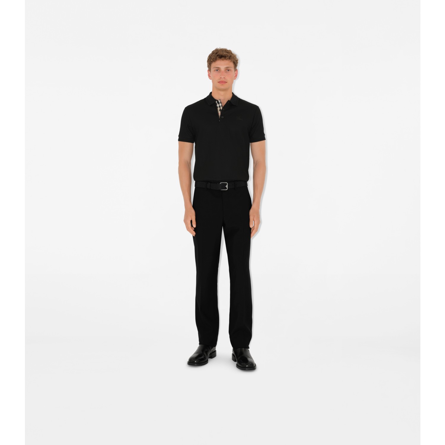 Cotton Polo Shirt in Black Men Burberry Official