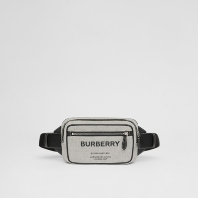 ホースフェリープリント コットンキャンバス バムバッグ (ブラック) - メンズ | Burberry®公式サイト
