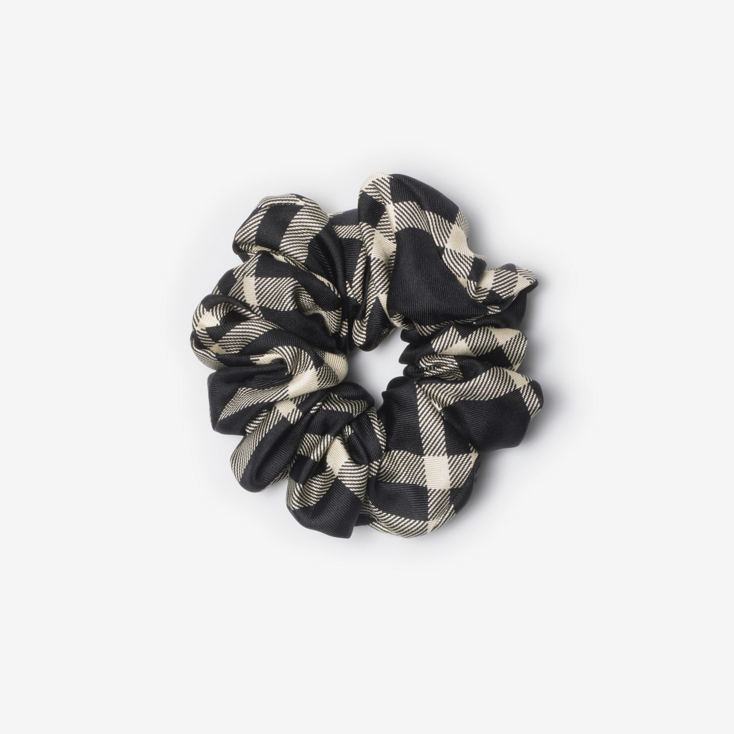 チェック シルクシュシュ (ブラック/キャラコ) | Burberry®公式 チェック シルクシュシュ (ブラック/キャラコ) | Burberry®公式