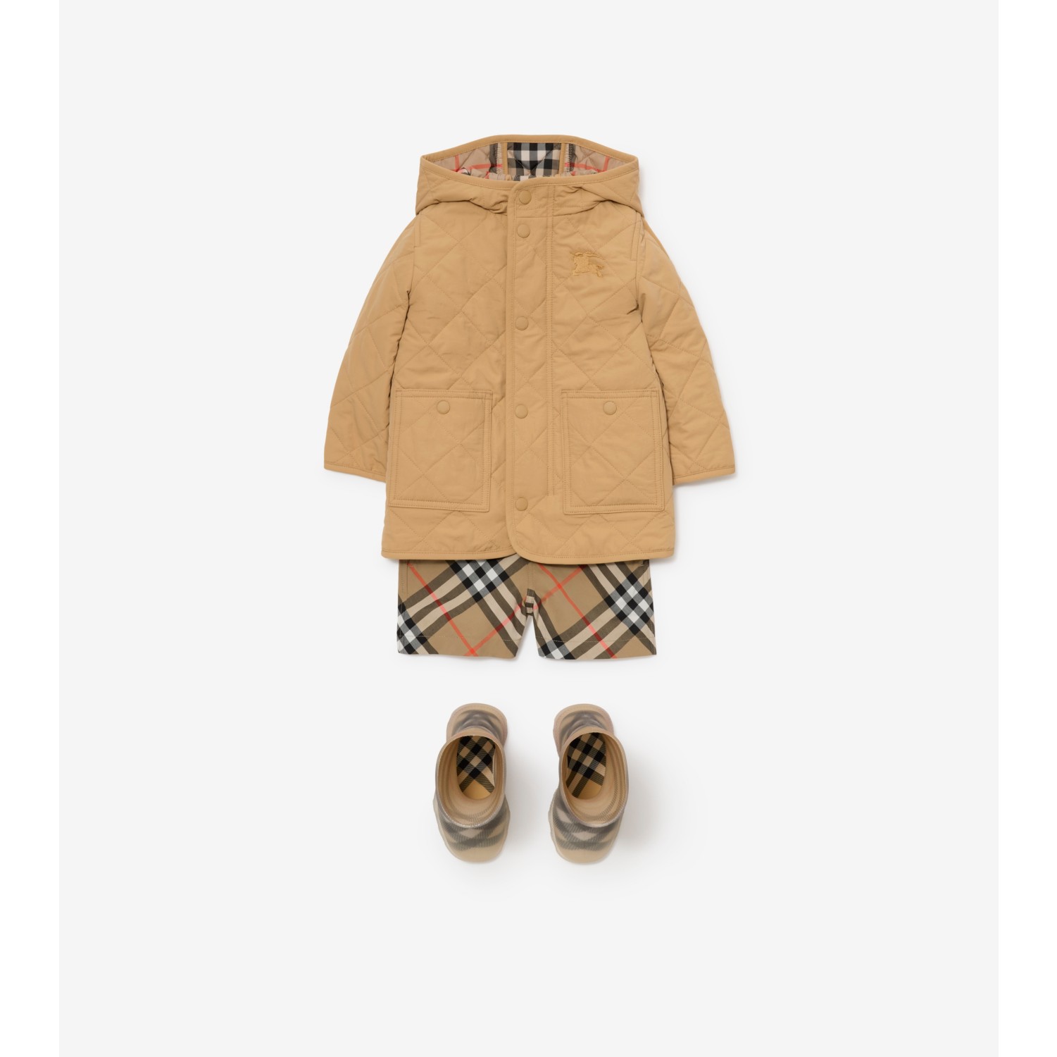 Quilted Nylon Hooded Coat
