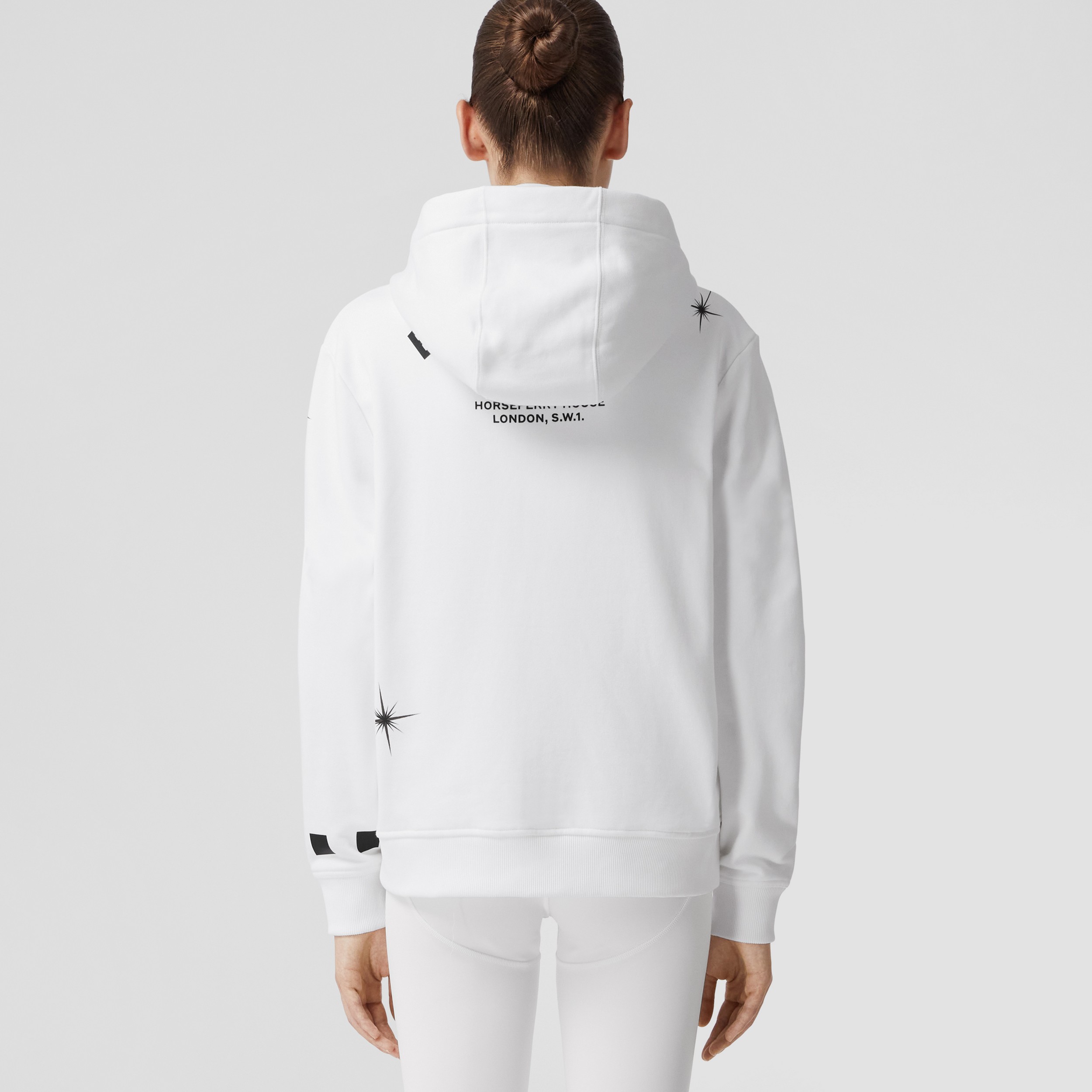 Constellations Print Cotton Zip Hoodie in White - Women | Burberry® Official - 3