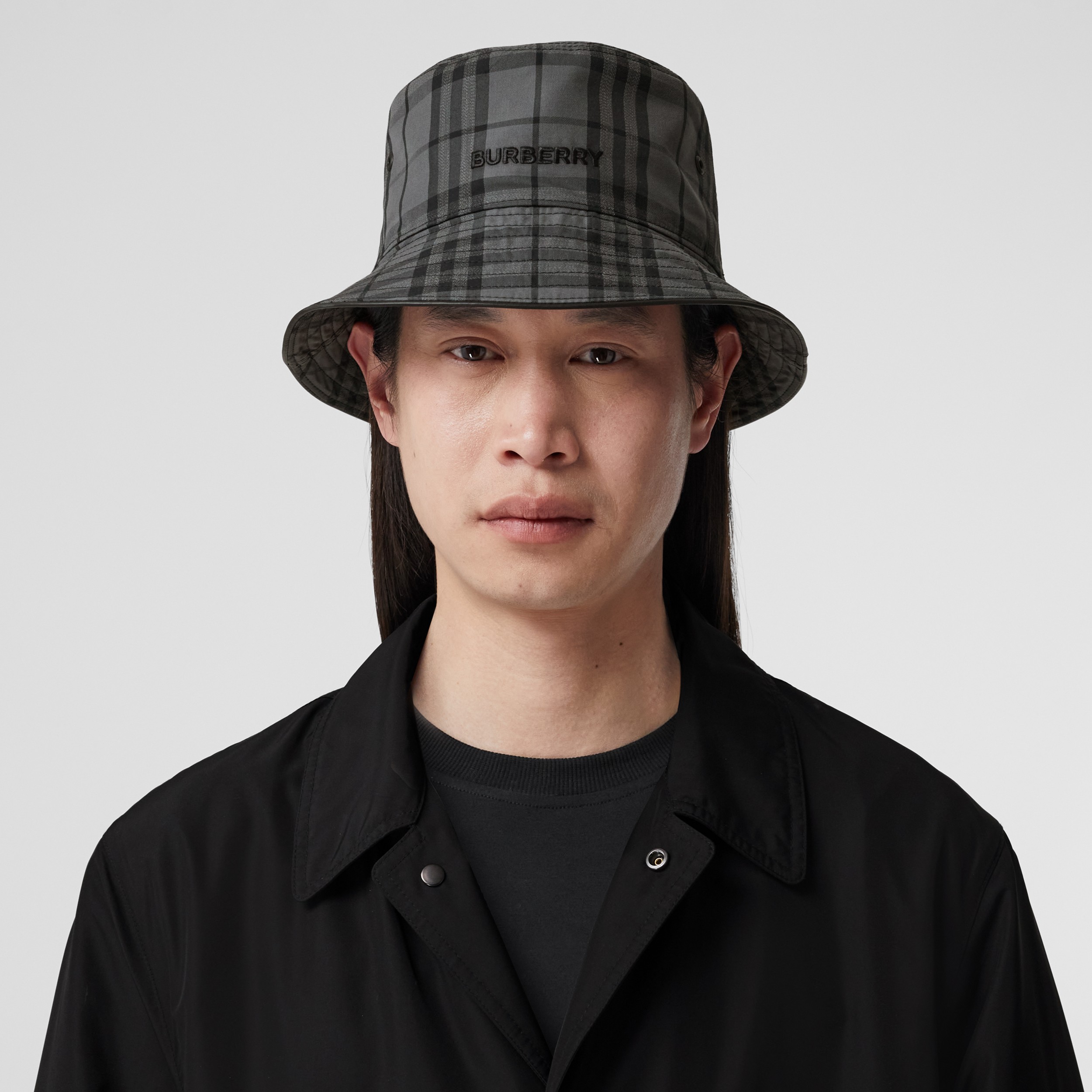 Reflective Check Panel Technical Car Coat in Black - Men | Burberry® Official - 2