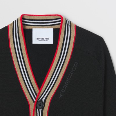 burberry logo trim cardigan