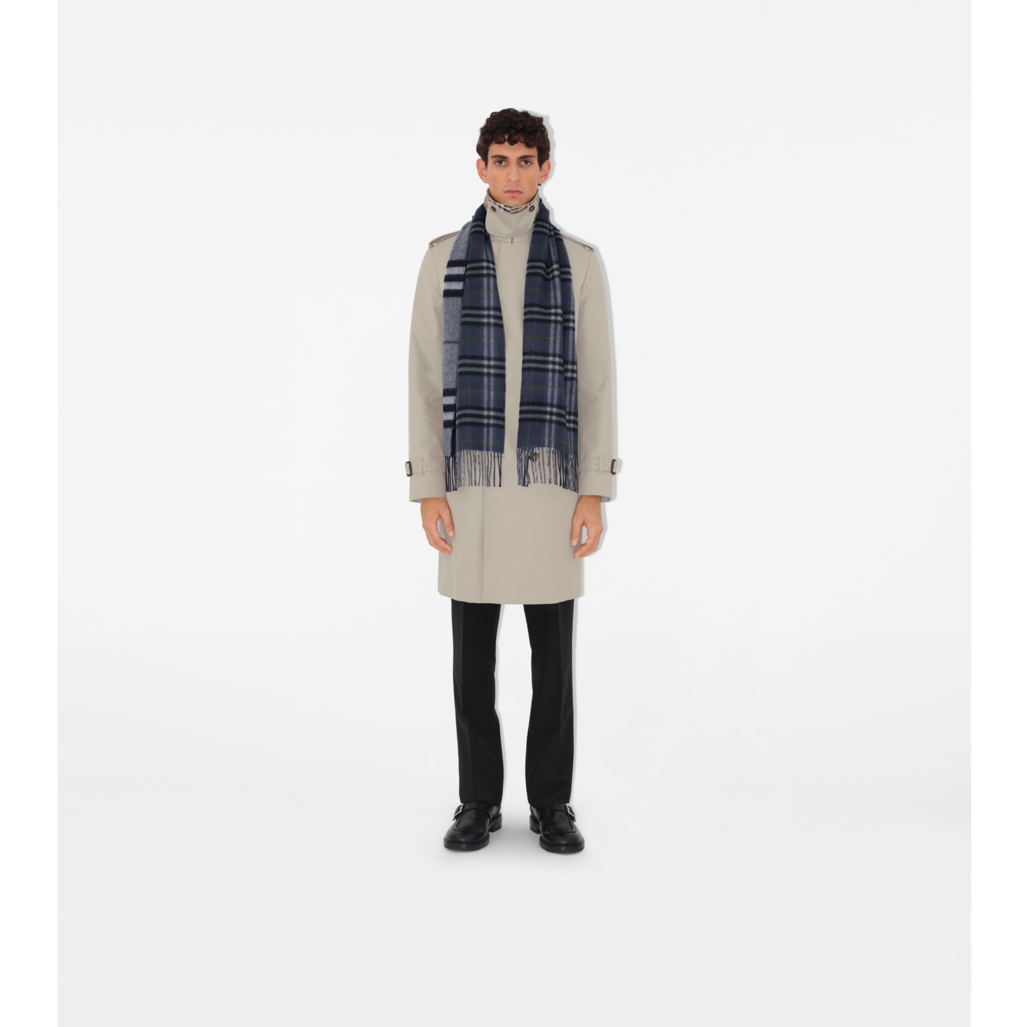 Reversible Contrast Check Cashmere Scarf