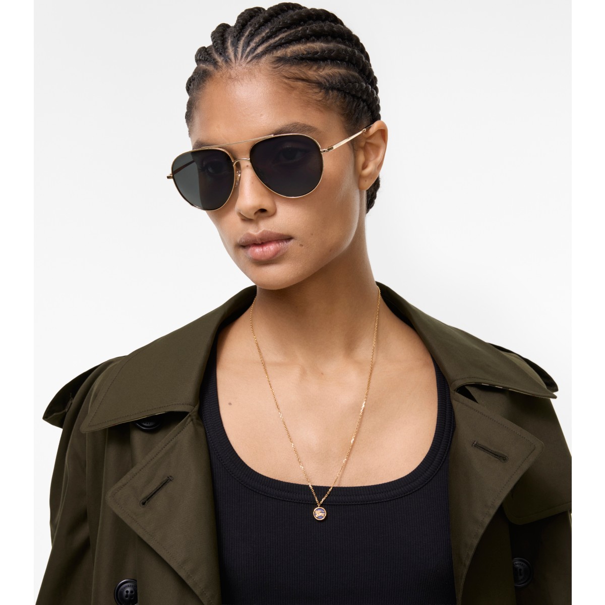  Check Metal Aviator Sunglasses