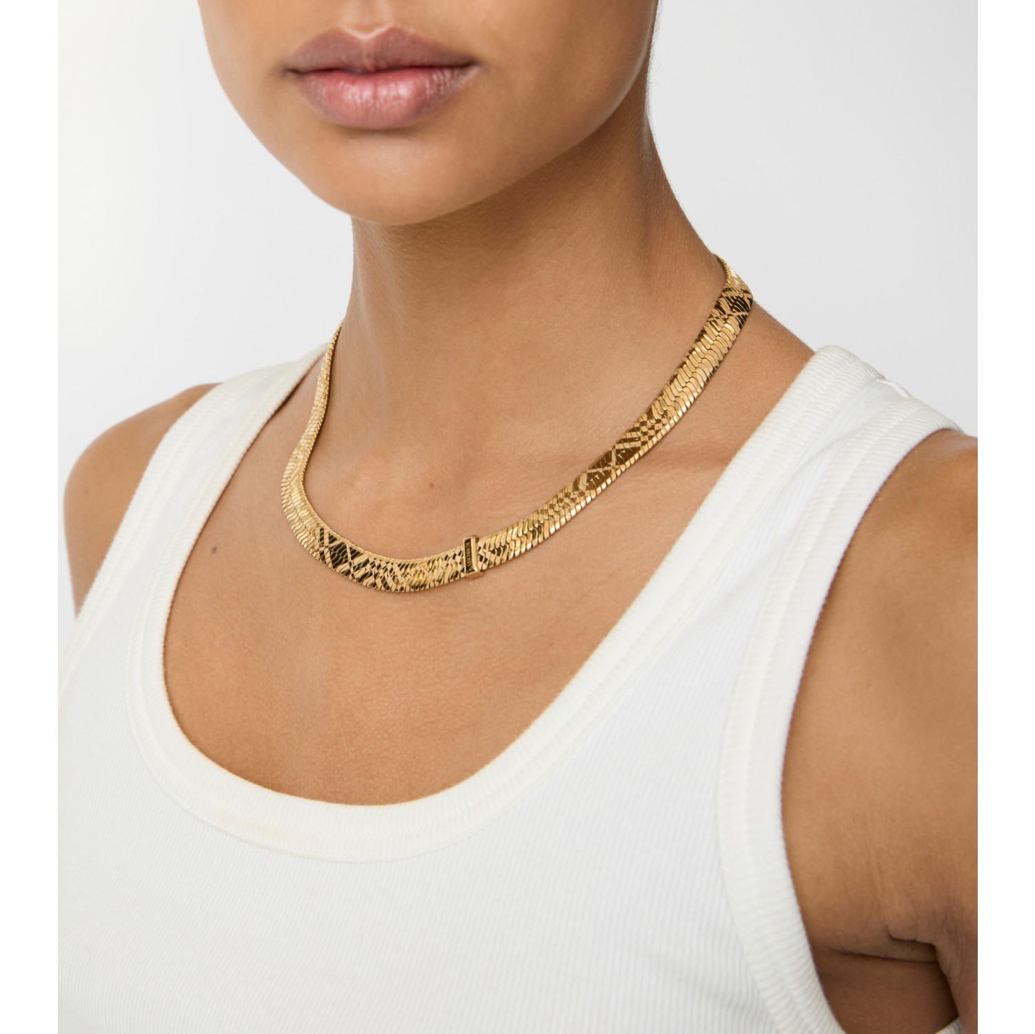 Engraved Check Necklace