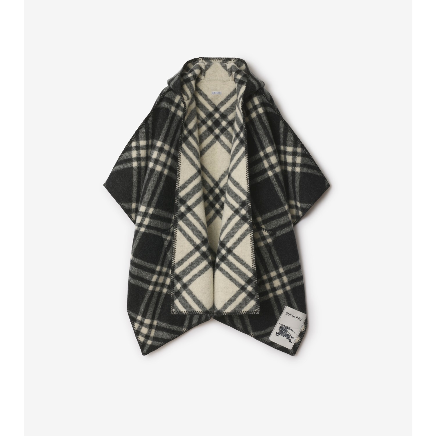 Cape réversible en laine Check