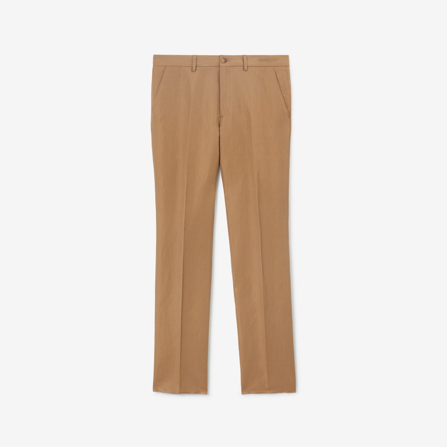 Wool Linen Tailored Trousers in Camel - Men | Burberry® Official