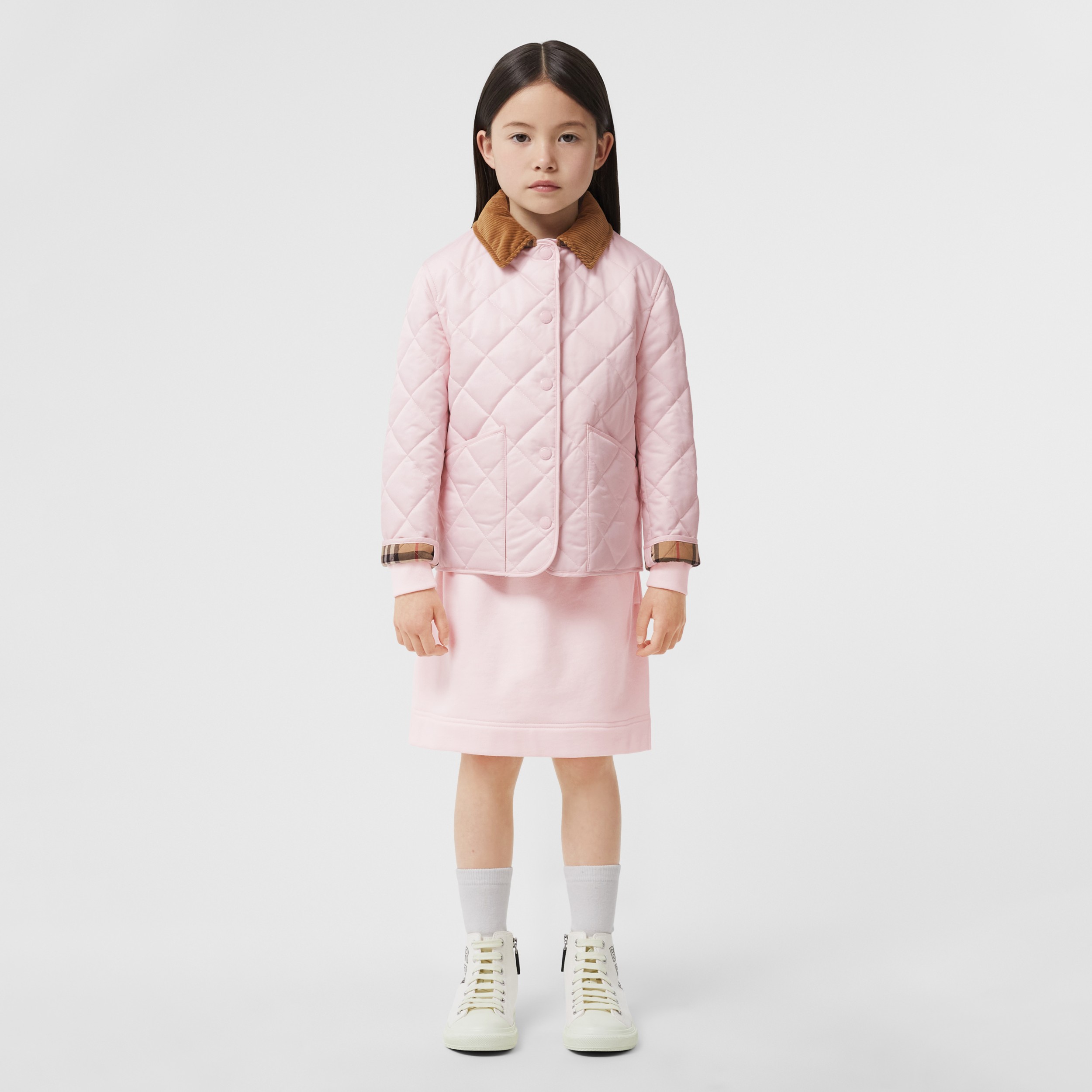 Corduroy Collar Diamond Quilted Jacket in Alabaster Pink Burberry