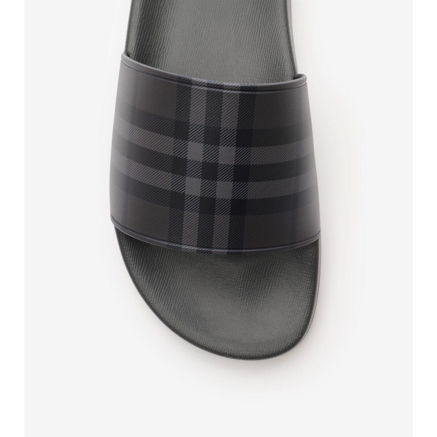Burberry Black & Gray Check Slide Sandals for Men 3A0DDC6D-AA3C-414A-843A-  main image 2