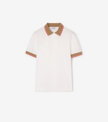 Logo Collar Cotton Polo Shirt in Chalk white - Men | Burberry