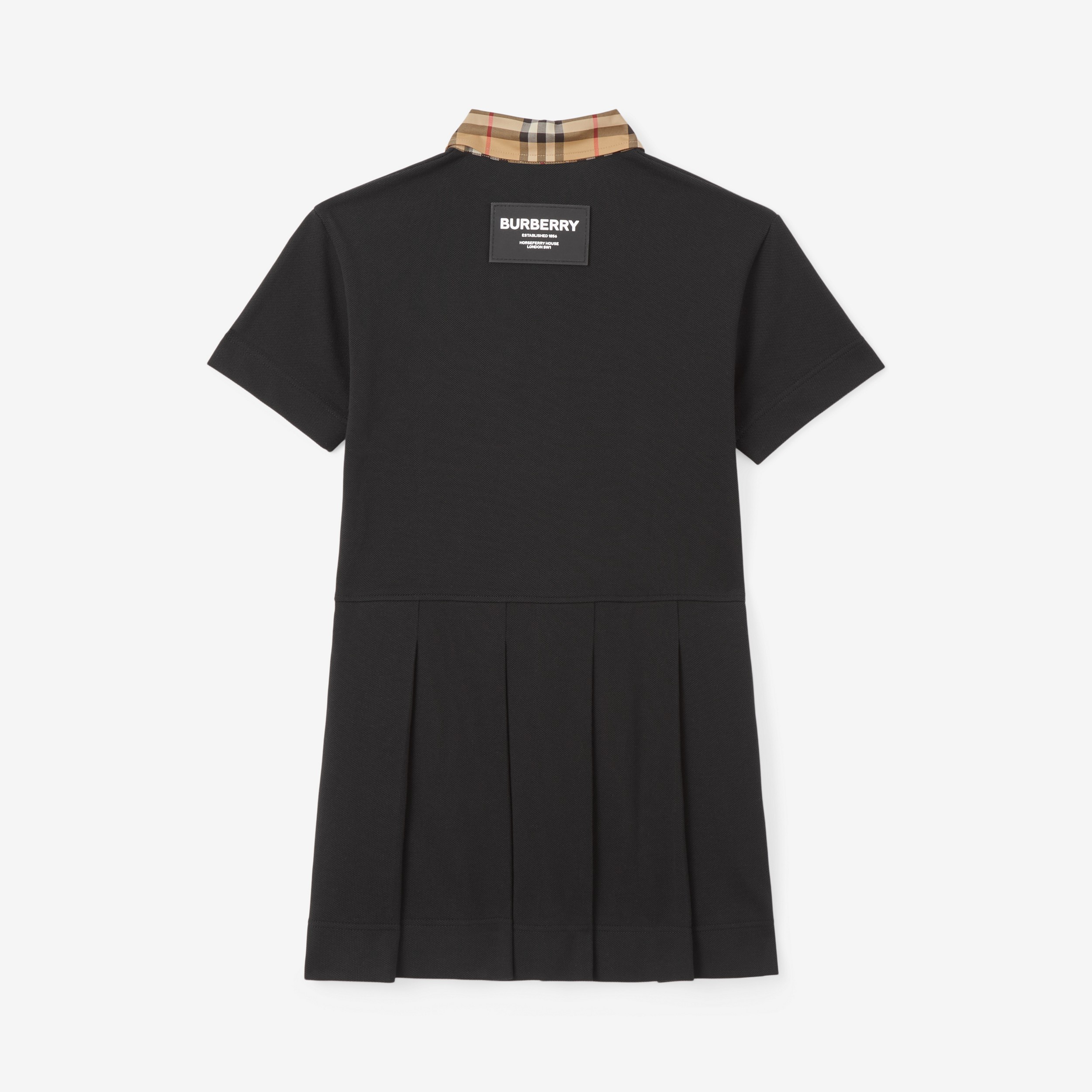 Vintage Check Trim Cotton Piqué Polo Shirt Dress in Black | Burberry® Official - 2