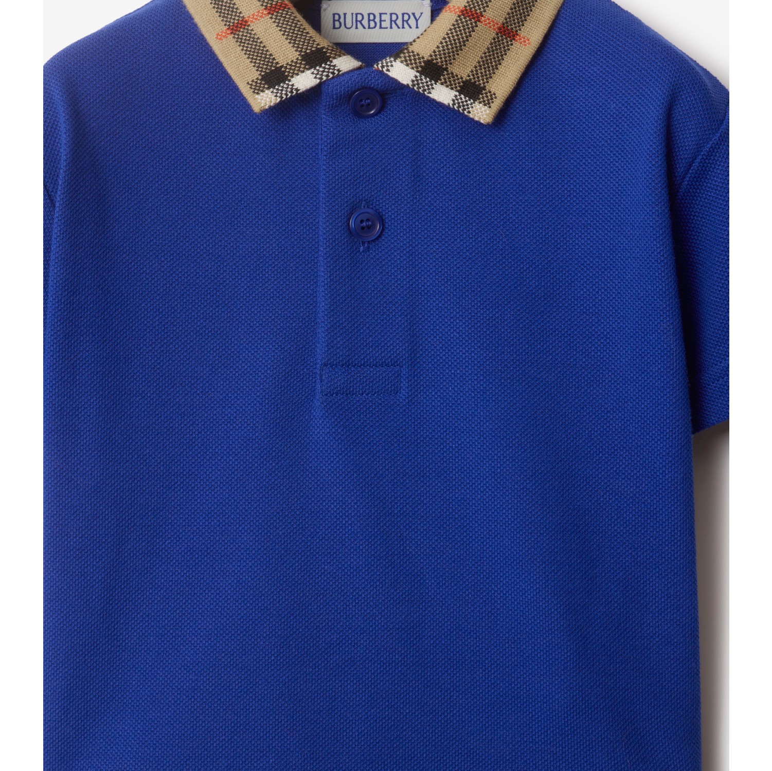 Check Collar Cotton Polo Shirt