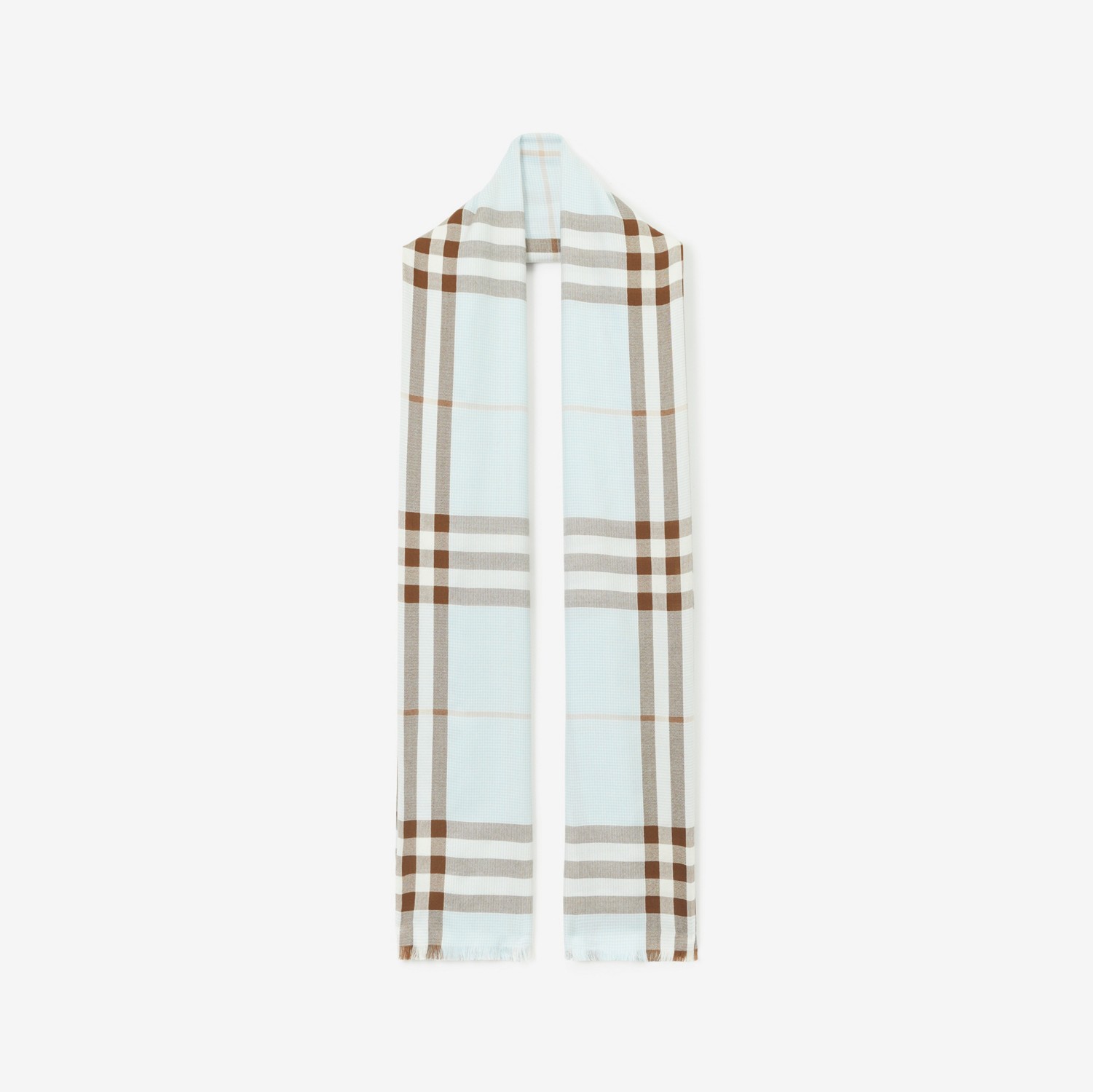 Check Silk Cashmere Scarf in Pale Blue | Burberry® Official