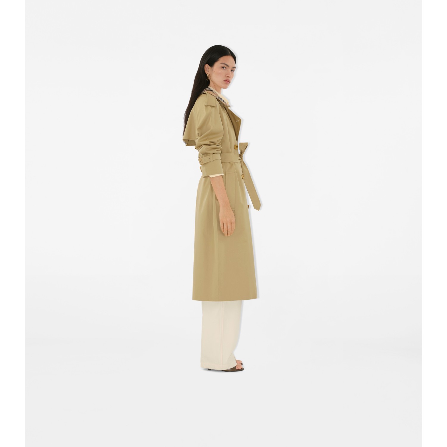 Long Check Collar Castleford Trench Coat - thumbnail 4