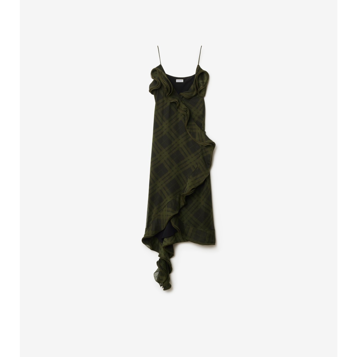 Burberry Check Silk Wrap Dress In Oil