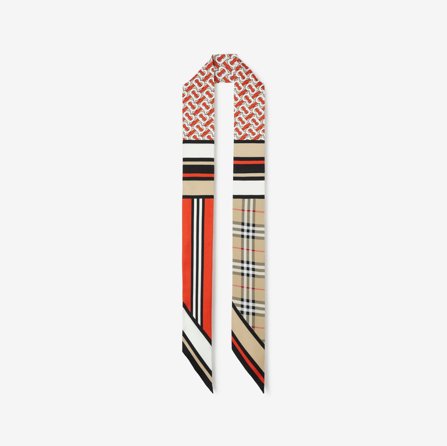 Pañuelo estrecho en seda con collage (Bermellón) | Burberry® oficial