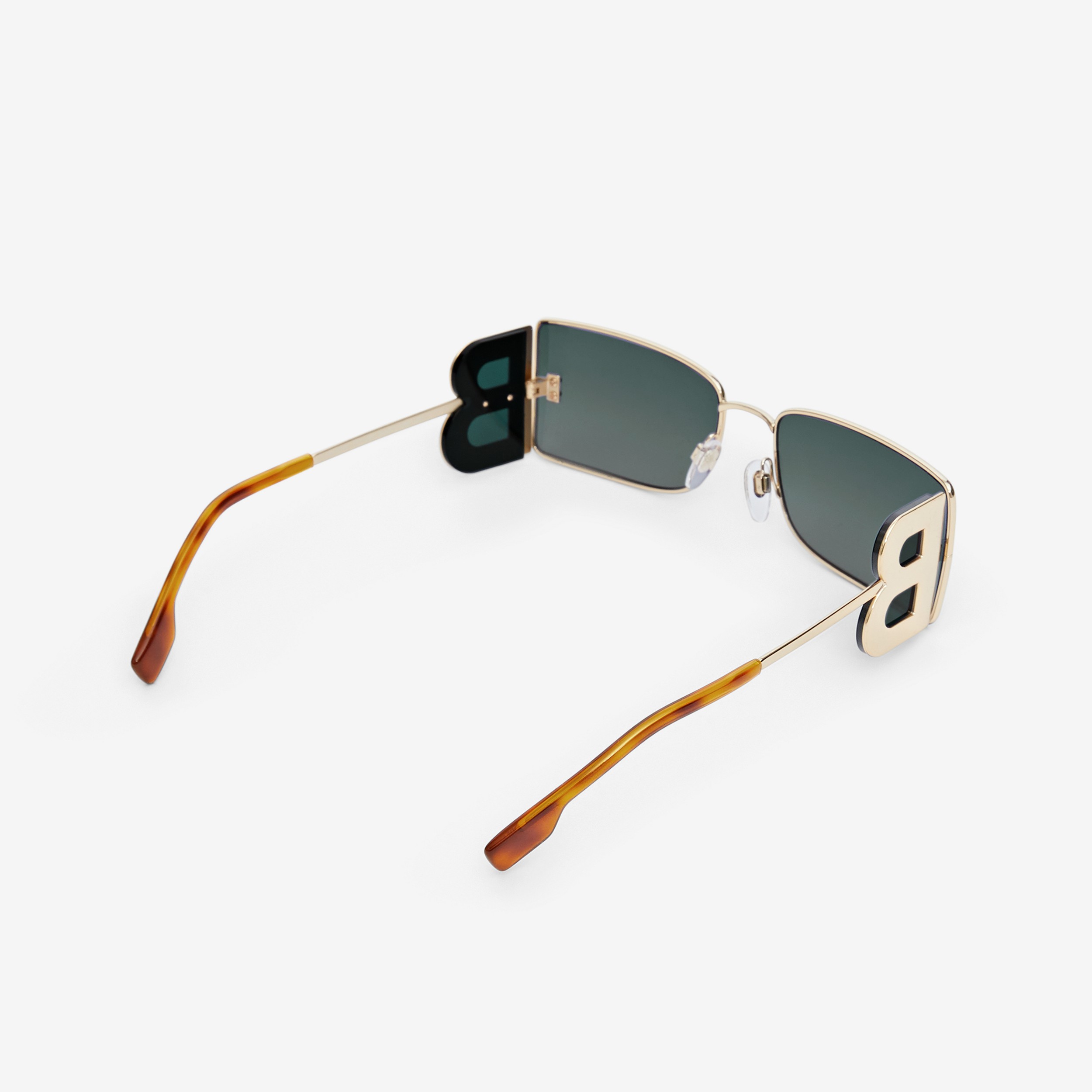 ‘B’ Lens Detail Rectangular Frame Sunglasses in Tortoiseshell | Burberry® Official - 3