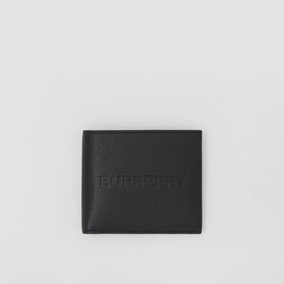 Burberry Embossed Logo Leather International Bifold Wallet In Black