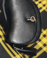 Borsa Rocking Horse media nera su sfondo Check giallo