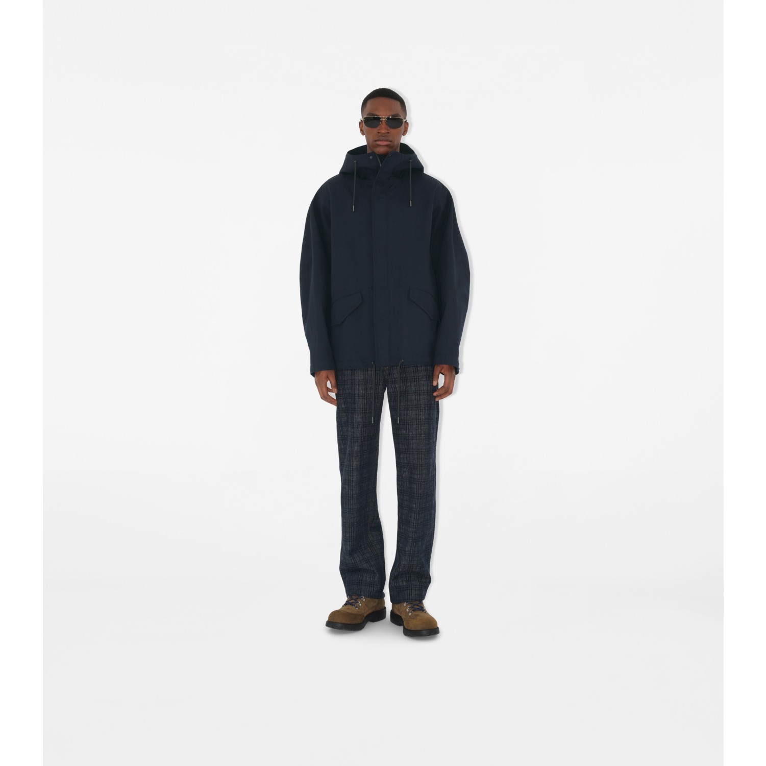 Parka courte en gabardine liée