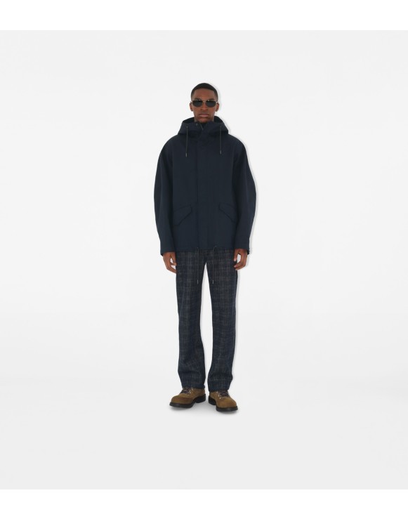 Parka courte en gabardine liée