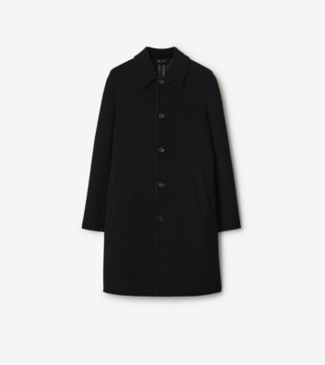 Mid-length Wool Car Coat in Black/snug brown - Men | Burberry® Official