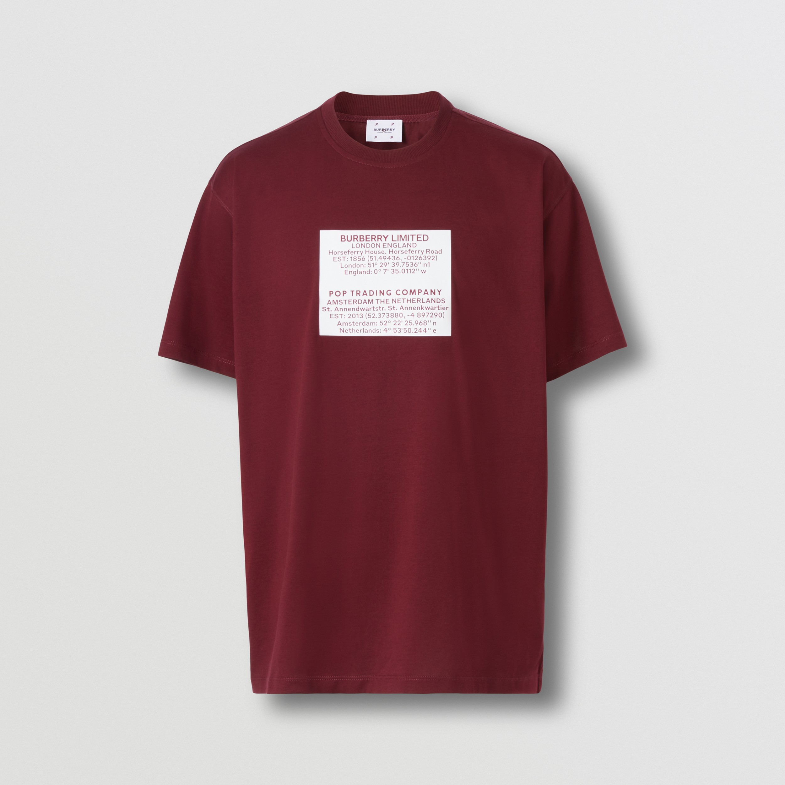 Baumwoll-T-Shirt mit Koordinatenmotiv (Granatrot) - Herren | Burberry® - 1