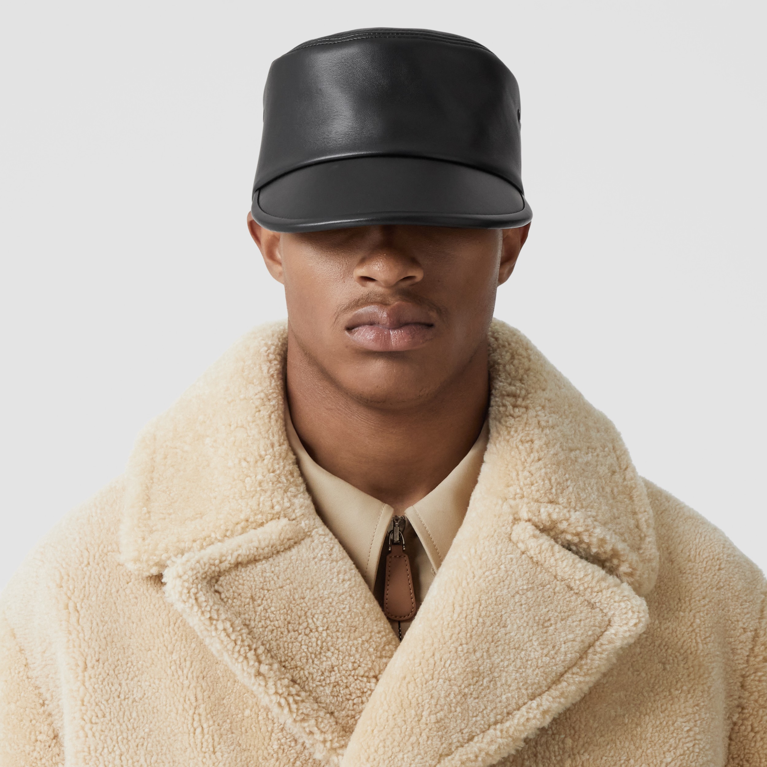 Shearling Pea Coat in Natural - Men | Burberry® Official