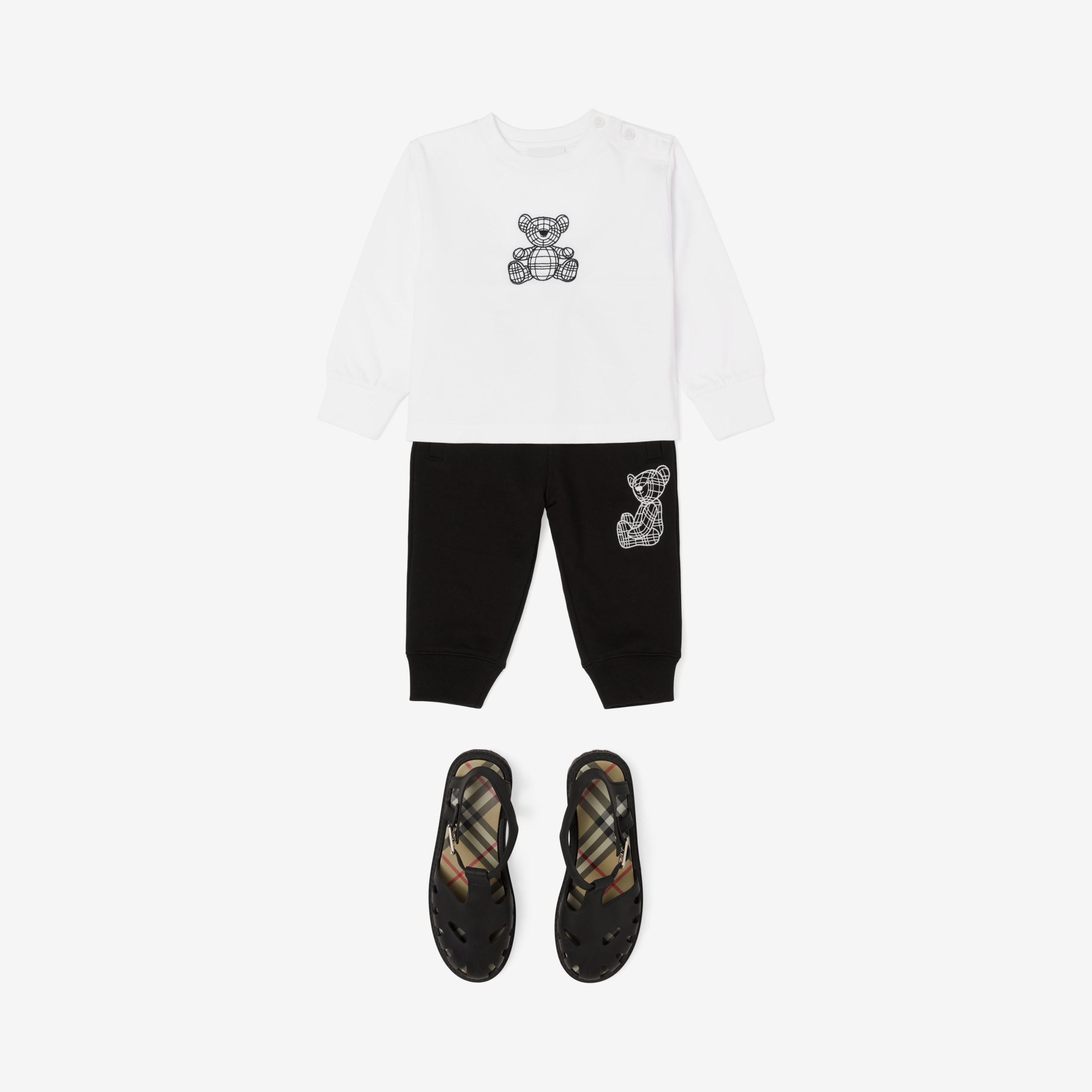 Long-sleeve Thomas Bear Motif Cotton Top in White - Children | Burberry® Official - 4