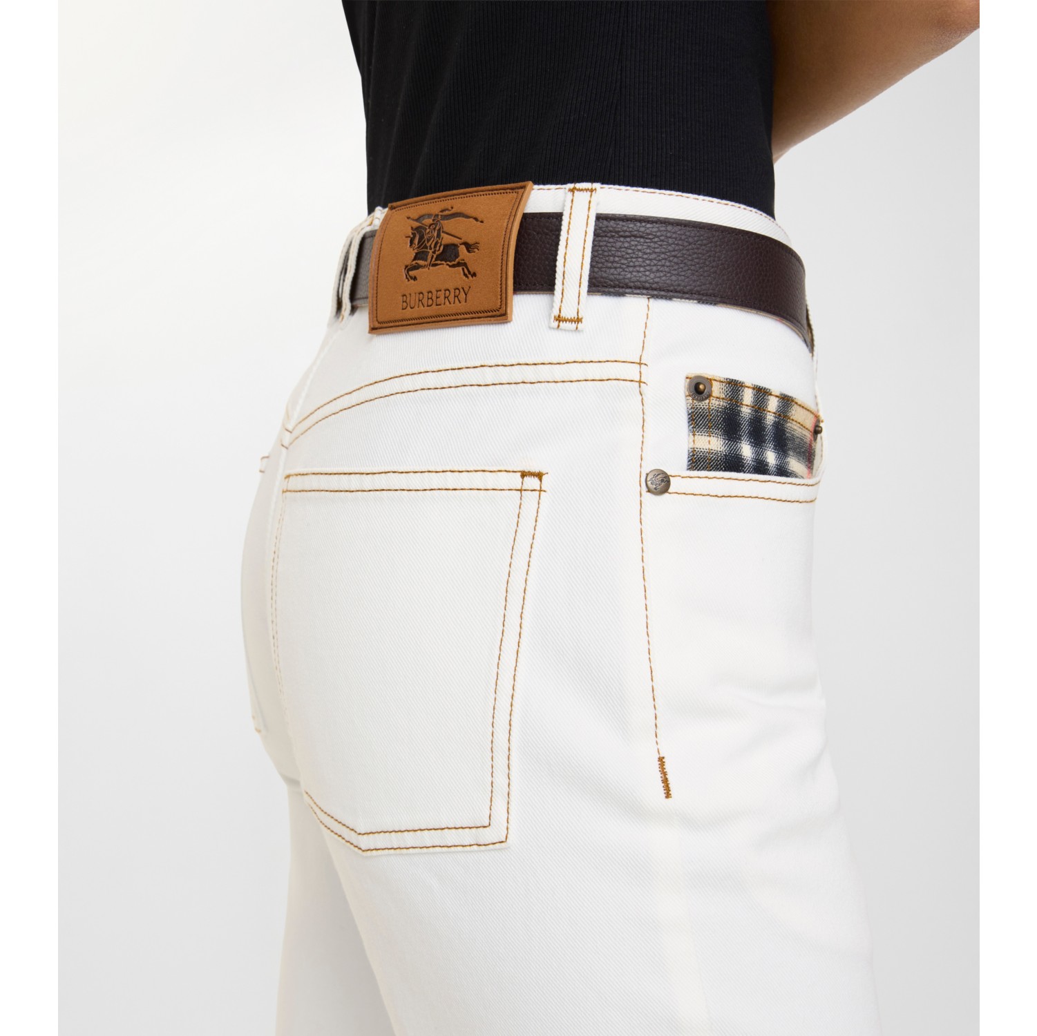 Mid-rise Straight Jeans in Optic white - Women, Cotton, Denim | Burberry® Official