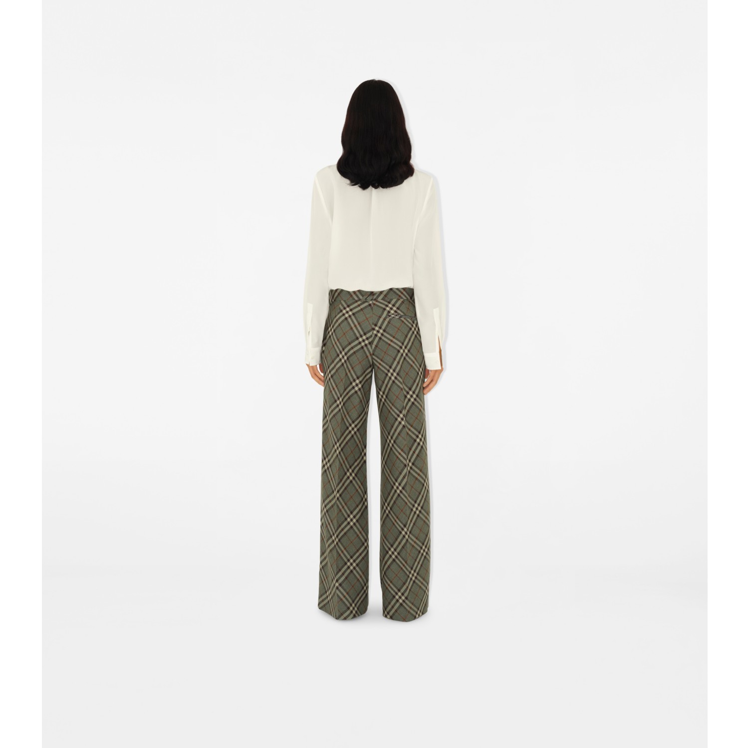 Check Wool Tailored Trousers