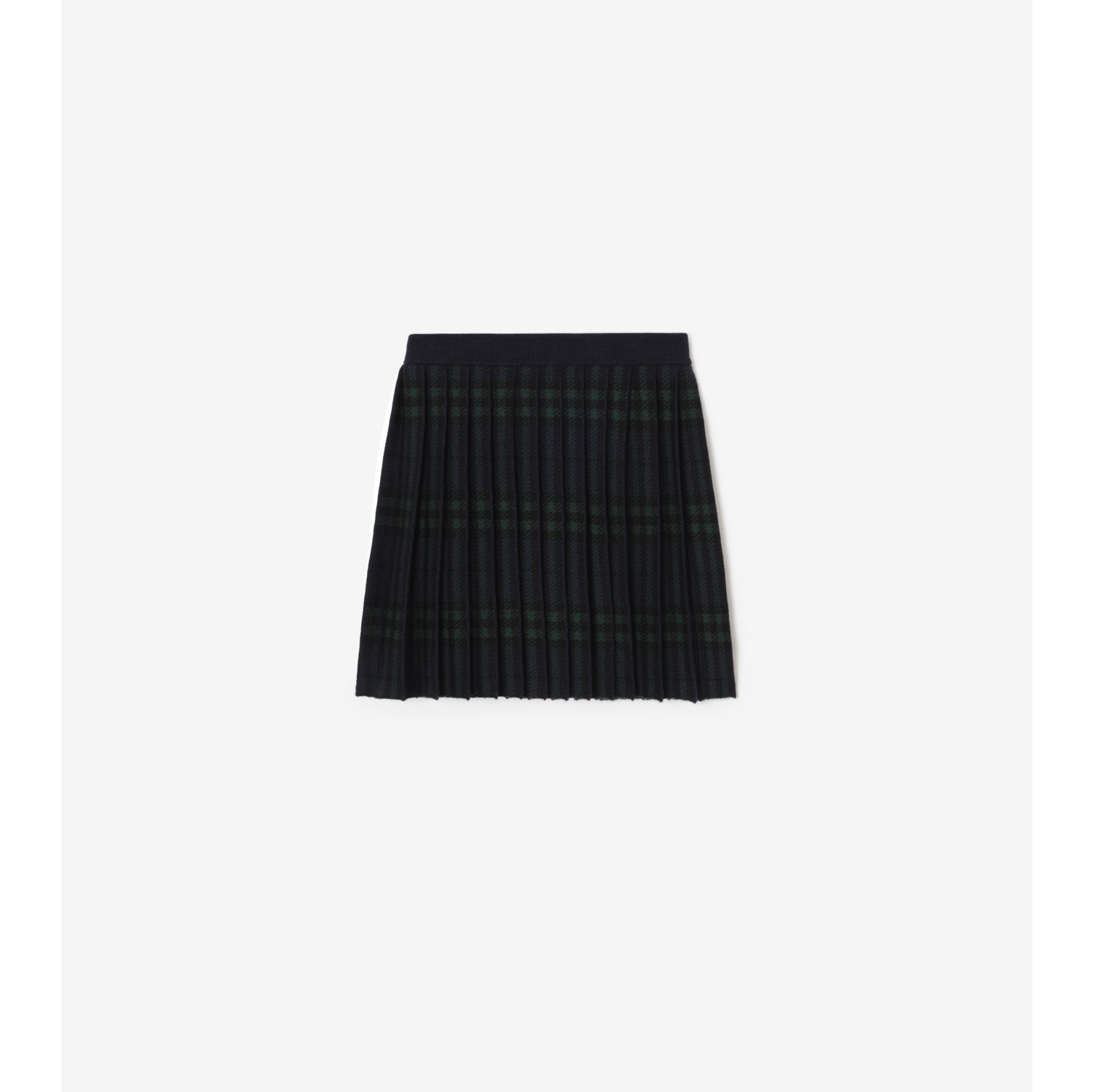 Pleated Check Wool Skirt
