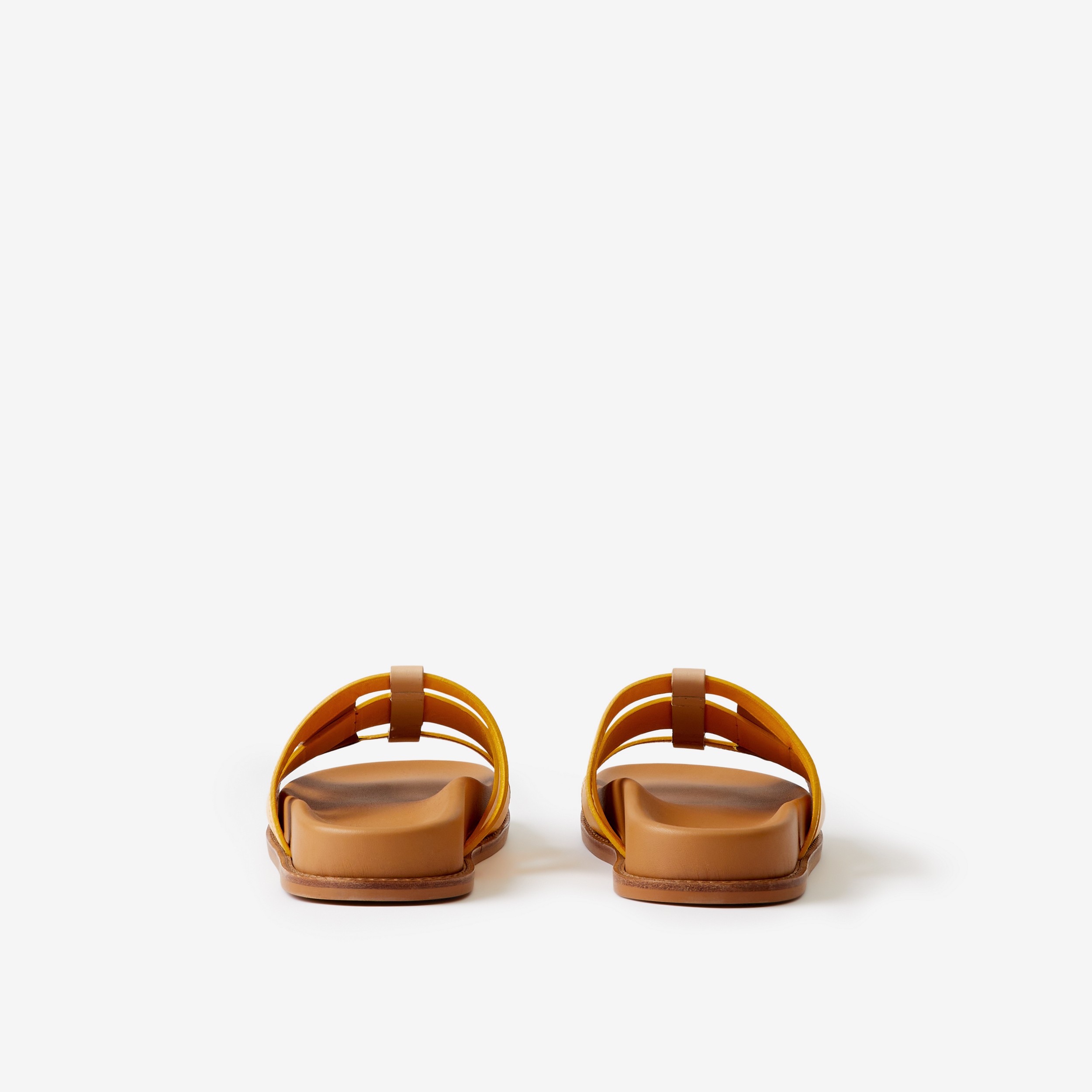 Woven Leather Slides in Marigold Yellow/maple Brown - Women | Burberry® Official - 3