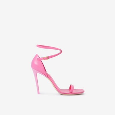 Burberry Stiletto-heel Leather Sandals In Bubblegum Pink | ModeSens