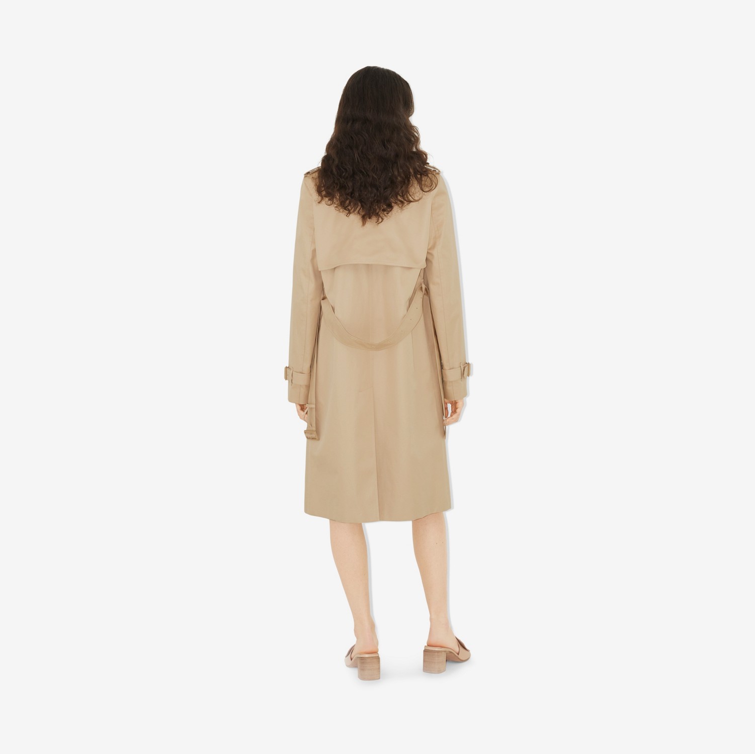 Check Panel Cotton Gabardine Trench Coat in Soft Fawn - Women | Burberry® Official