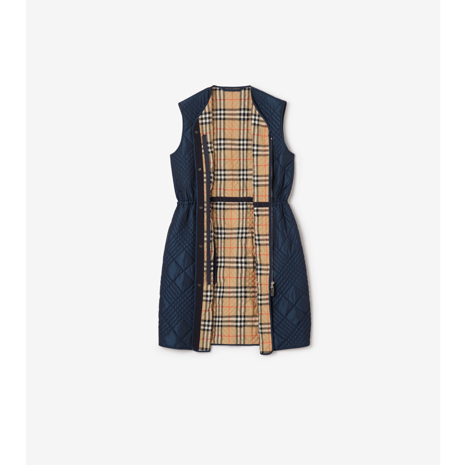 Micro Check-stitch Nylon Blend Gilet