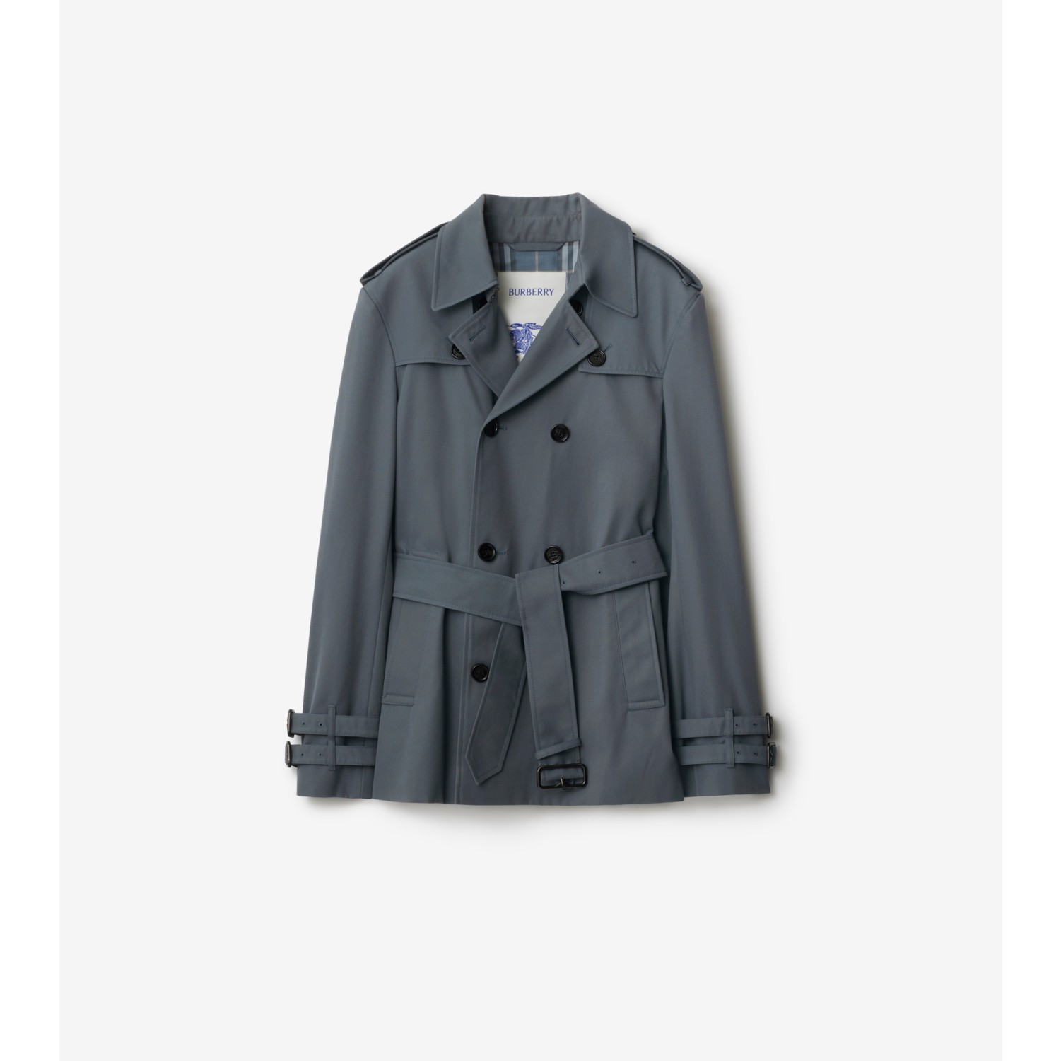 Trench coat curto de gabardine