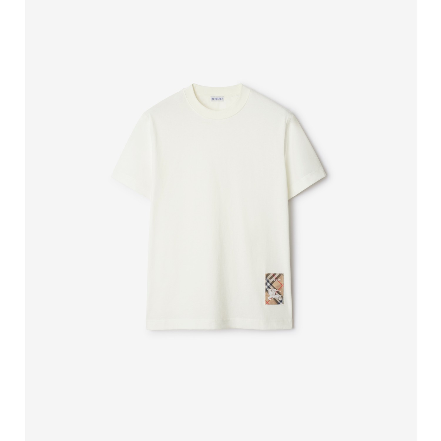 Check Label Cotton T shirt in Chalk Men Burberry Official